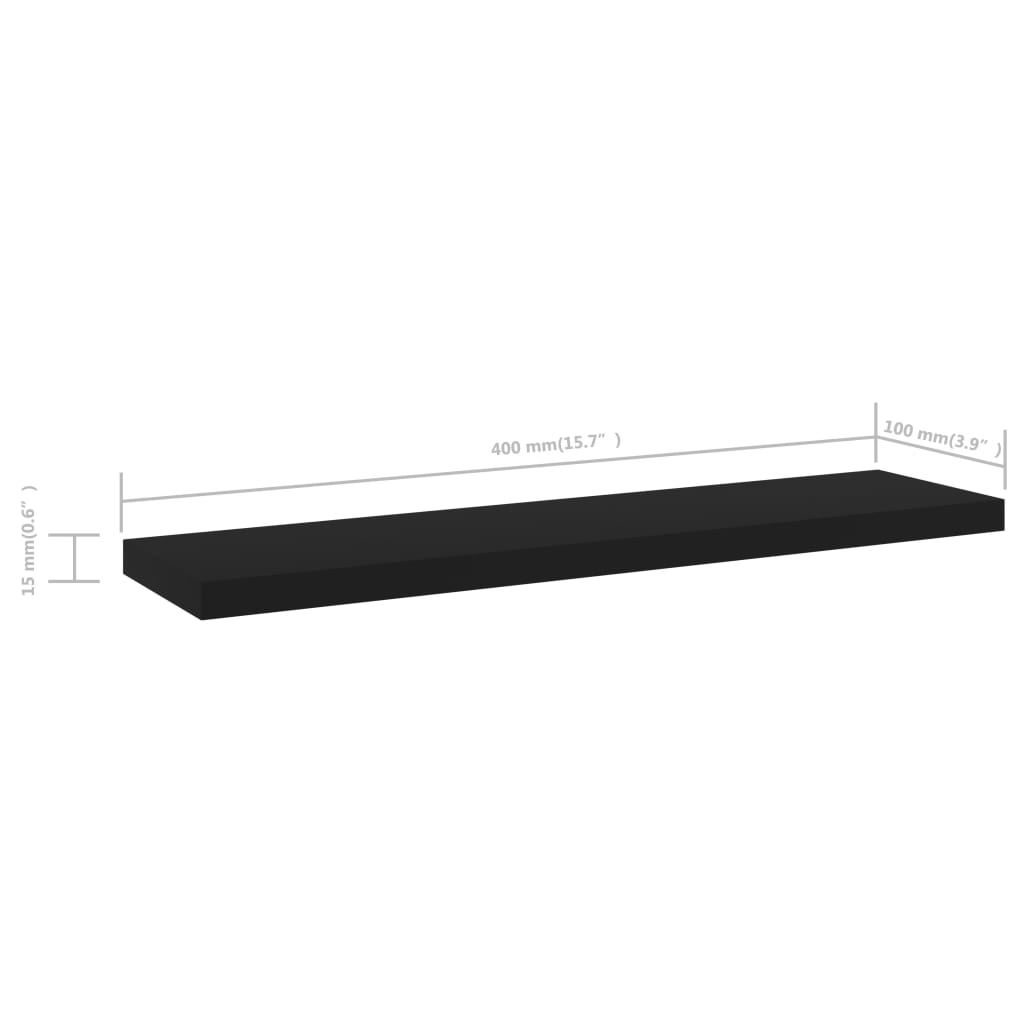 boghylder 4 stk. 40x10x1,5 cm konstrueret træ sort