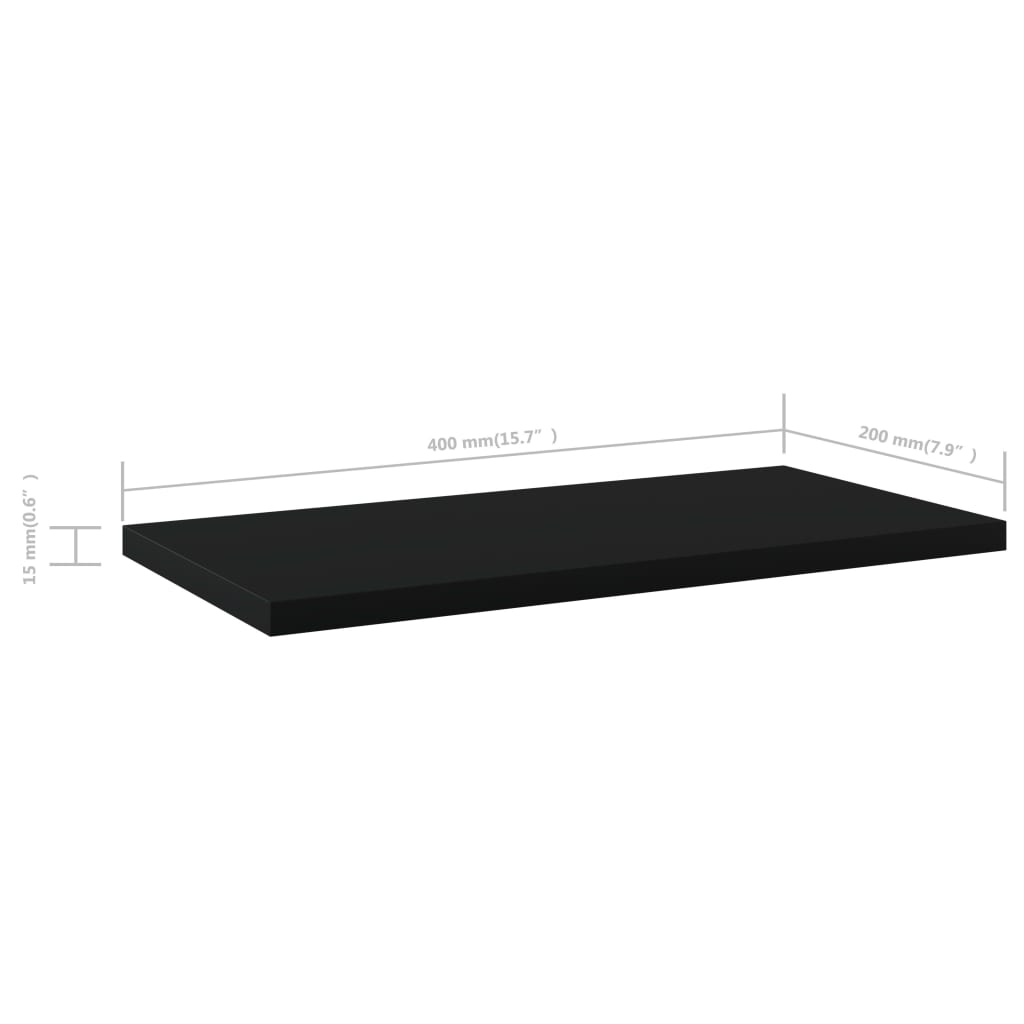 boghylder 4 stk. 40x20x1,5 cm konstrueret træ sort