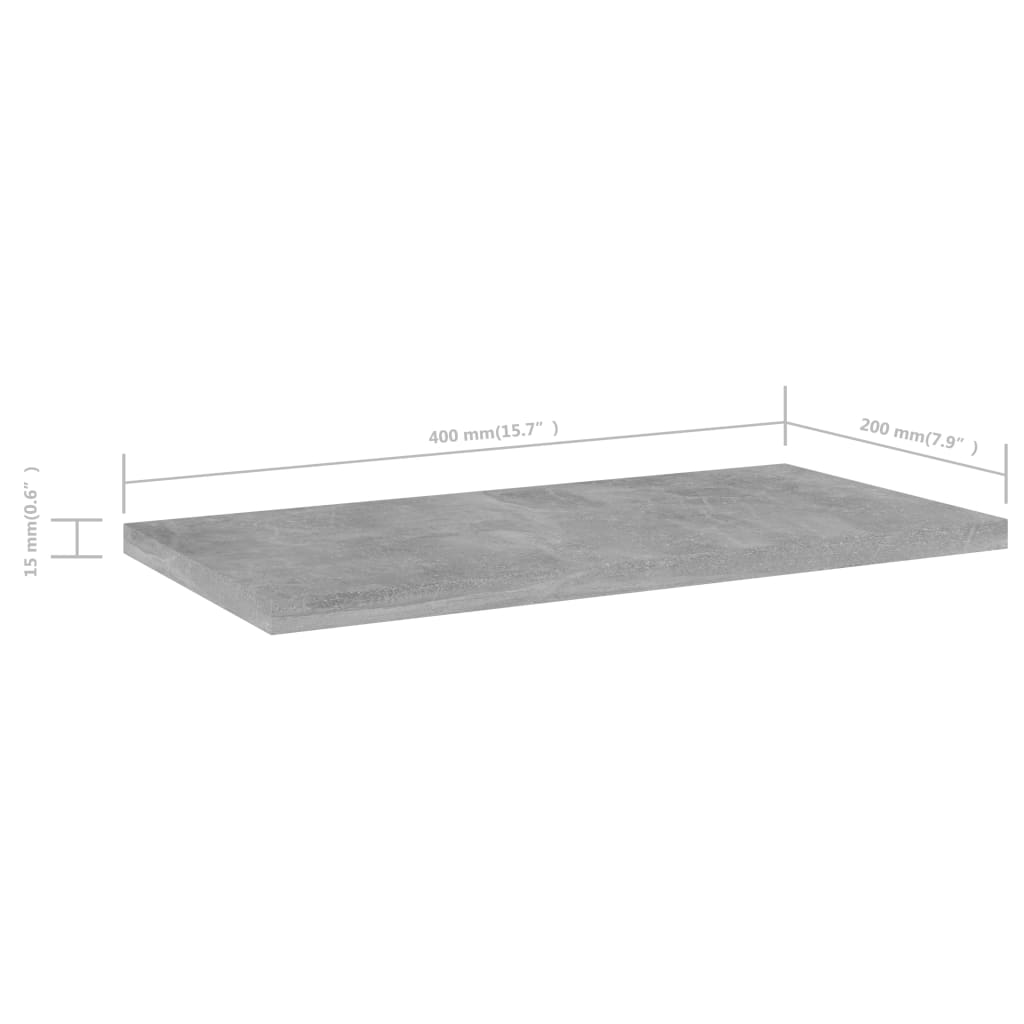boghylder 4 stk. 40x20x1,5 cm konstrueret træ betongrå