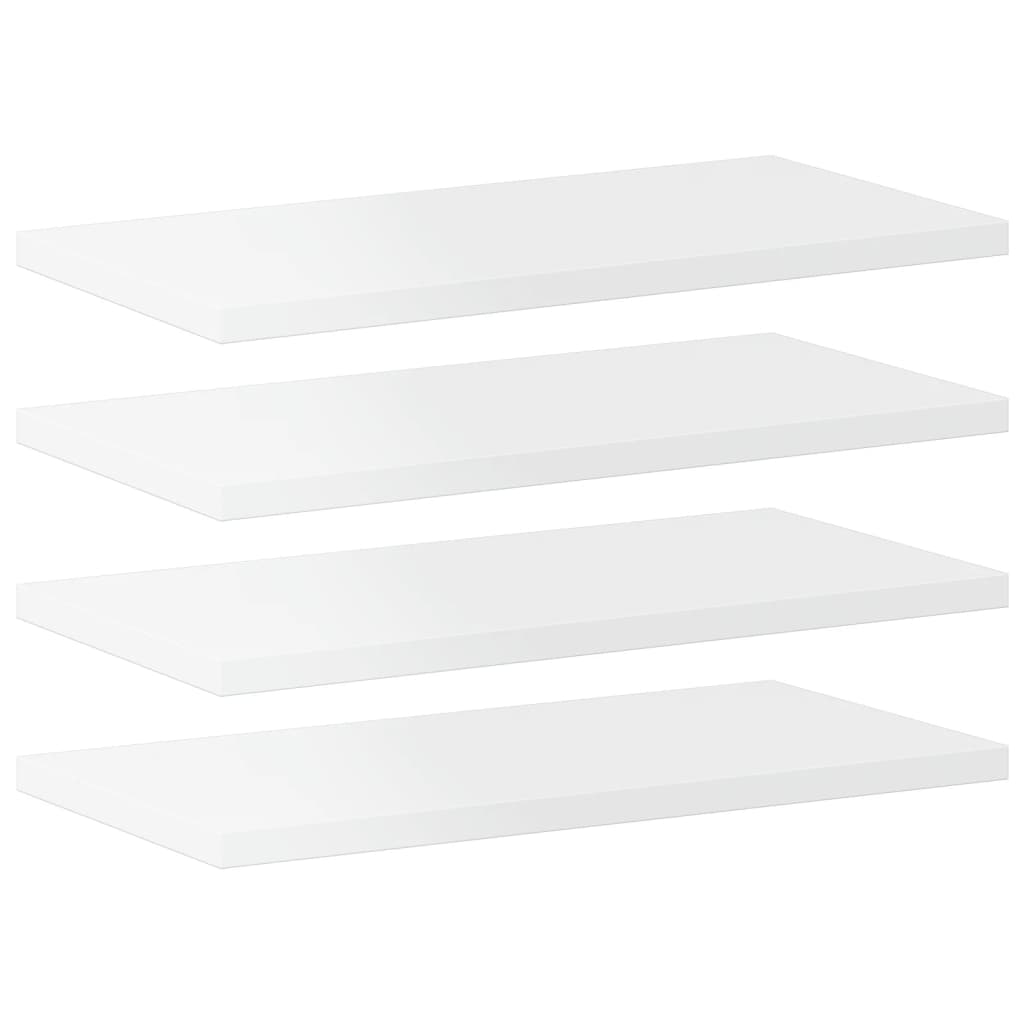 boghylder 4 stk. 40x20x1,5 cm konstrueret træ hvid højglans