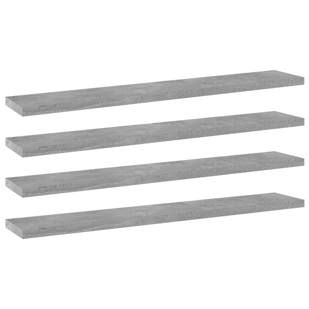 boghylder 4 stk. 60x10x1,5 cm konstrueret træ betongrå