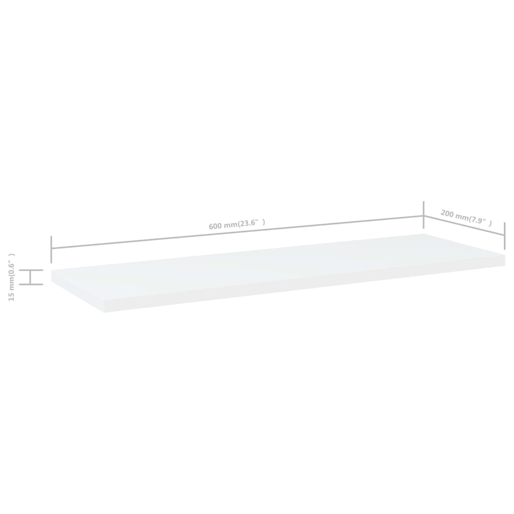boghylder 4 stk. 60x20x1,5 cm konstrueret træ hvid