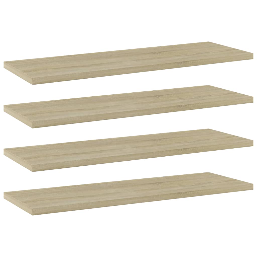 boghylder 4 stk. 60x20x1,5 cm konstrueret træ sonoma-eg