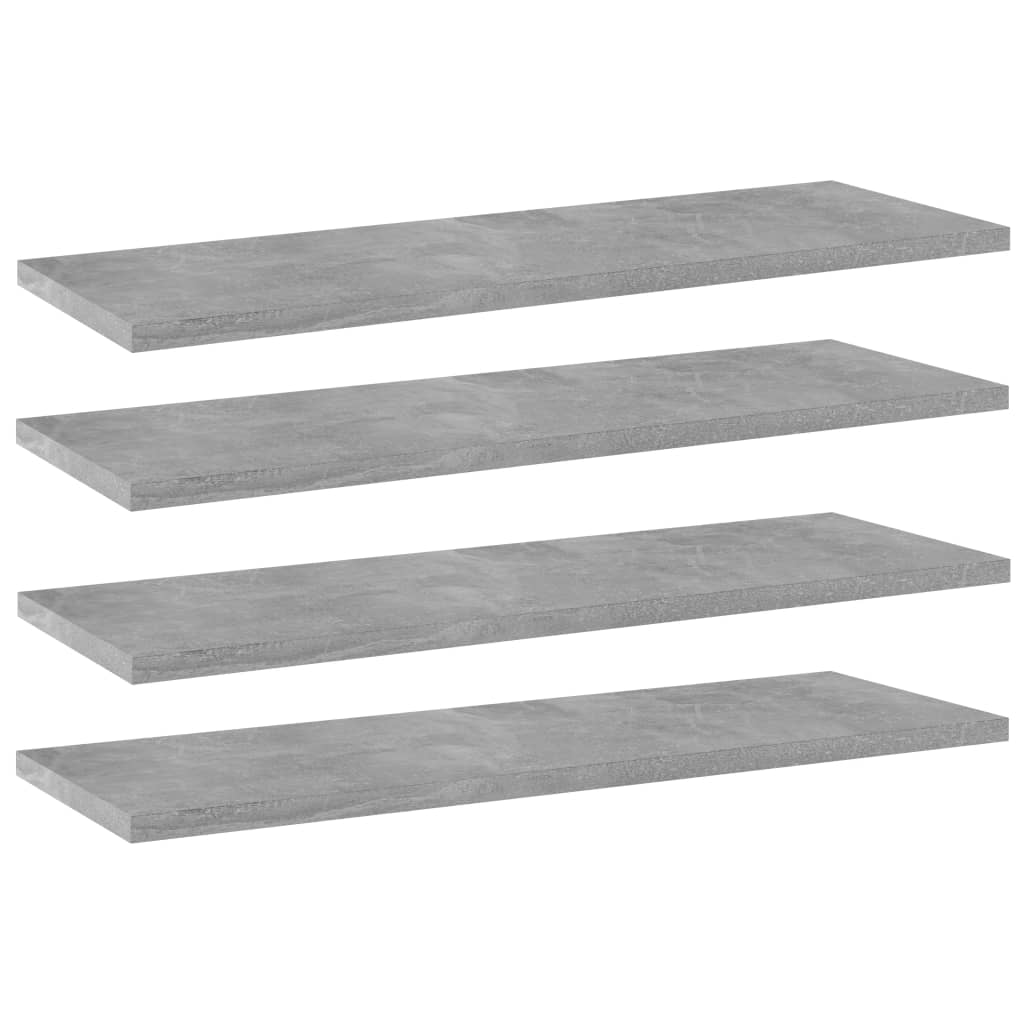 boghylder 4 stk. 60x20x1,5 cm konstrueret træ betongrå