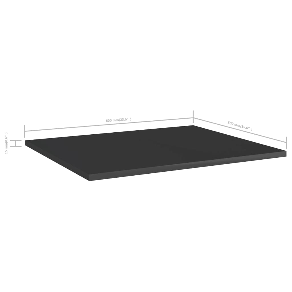 boghylder 8 stk. 60x50x1,5 cm spånplade sort højglans