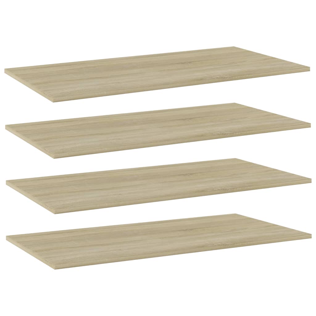 boghylder 4 stk. 80x20x1,5 cm konstrueret træ sonoma-eg