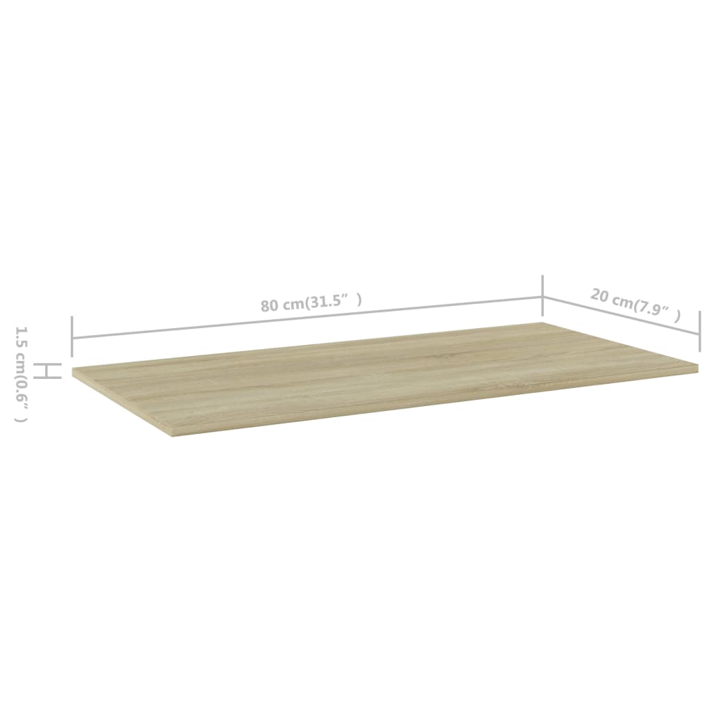 boghylder 4 stk. 80x20x1,5 cm konstrueret træ sonoma-eg