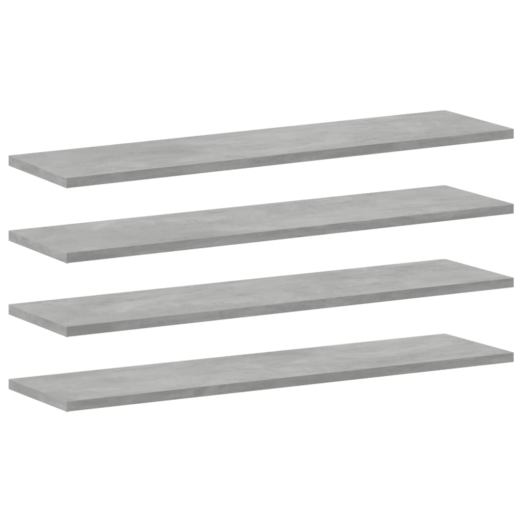 boghylder 4 stk. 80x20x1,5 cm konstrueret træ betongrå