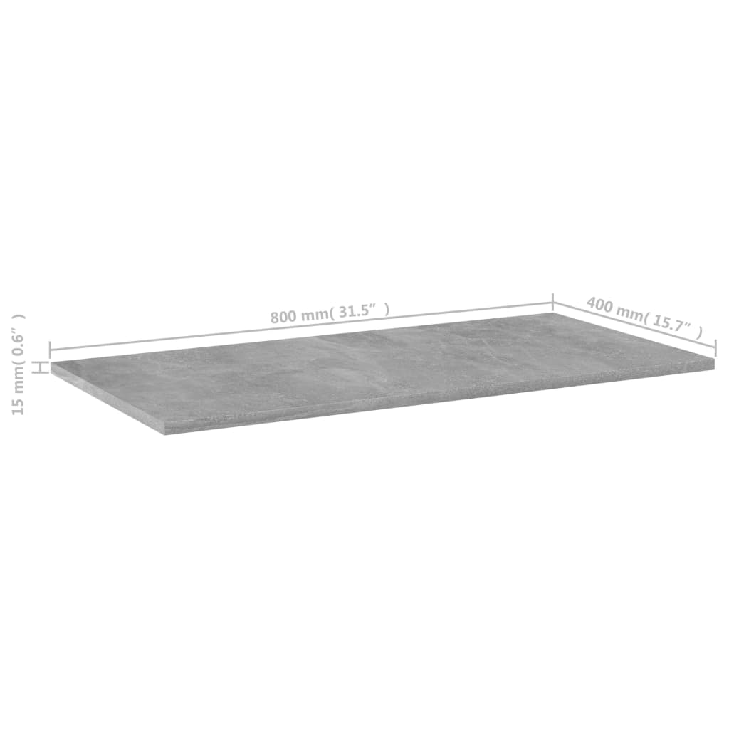 boghylder 4 stk. 80x40x1,5 cm konstrueret træ betongrå