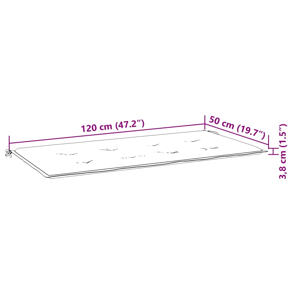 Batavia-bænk med beige hynder 120 cm massivt teaktræ
