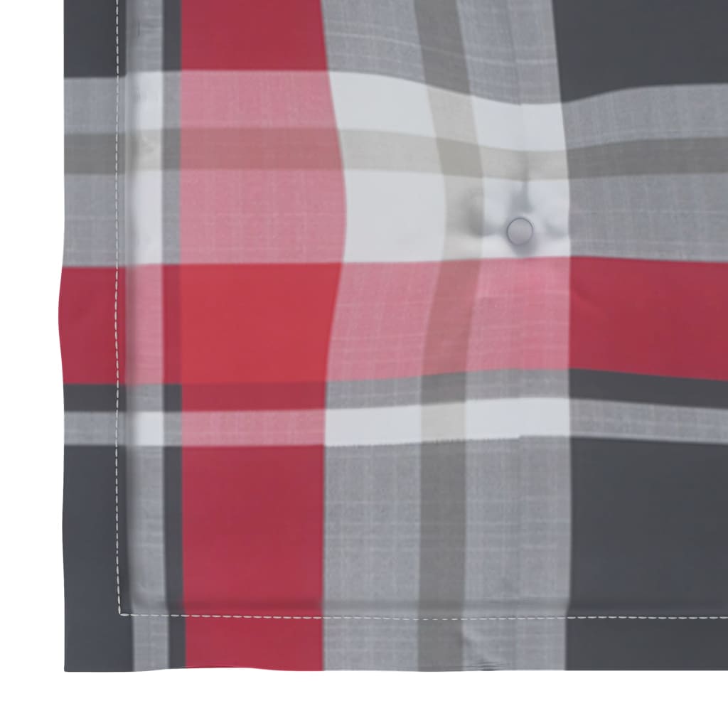 havestole 2 stk. med rødternede hynder massivt teaktræ