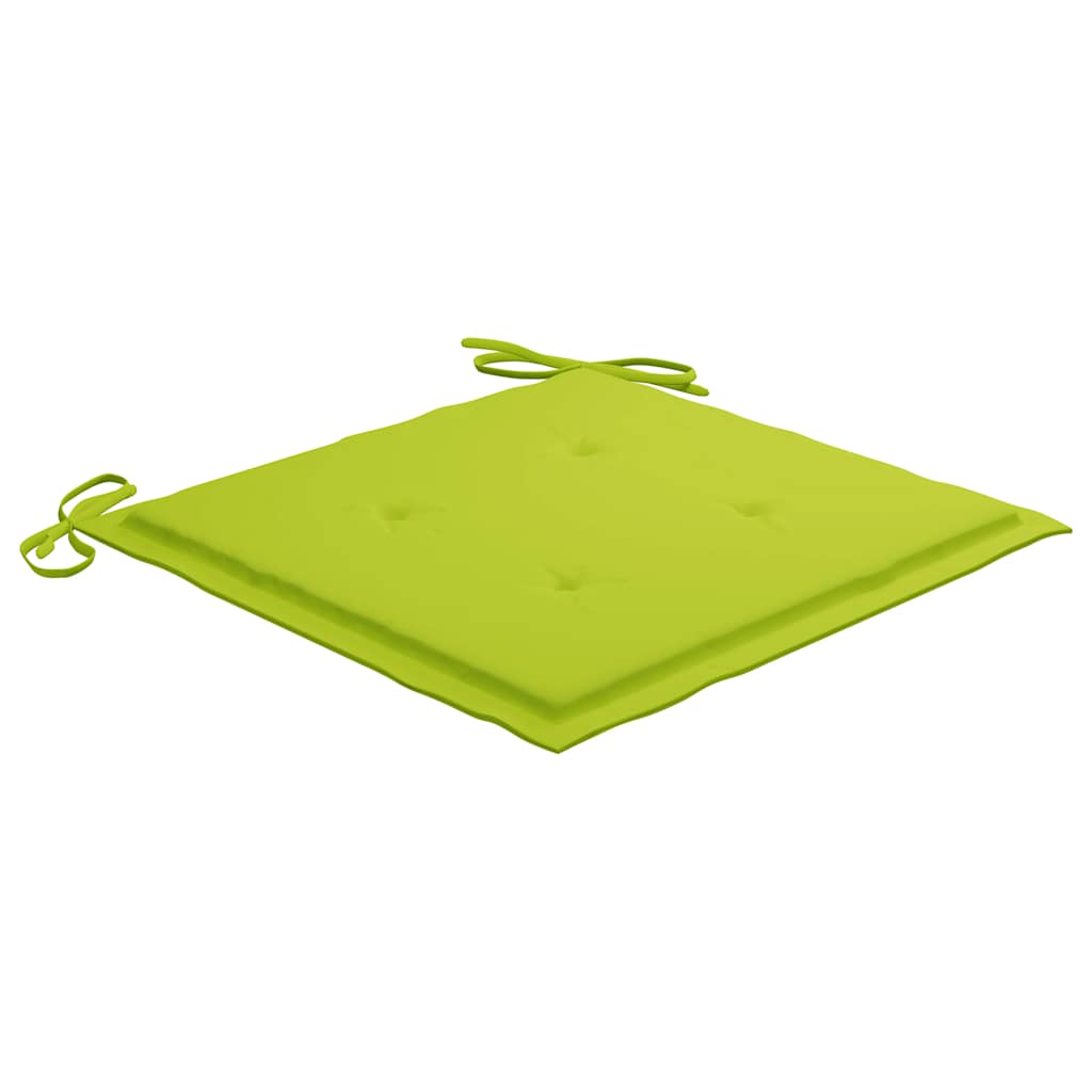 havestole med lysegrønne hynder 3 stk. massivt teaktræ