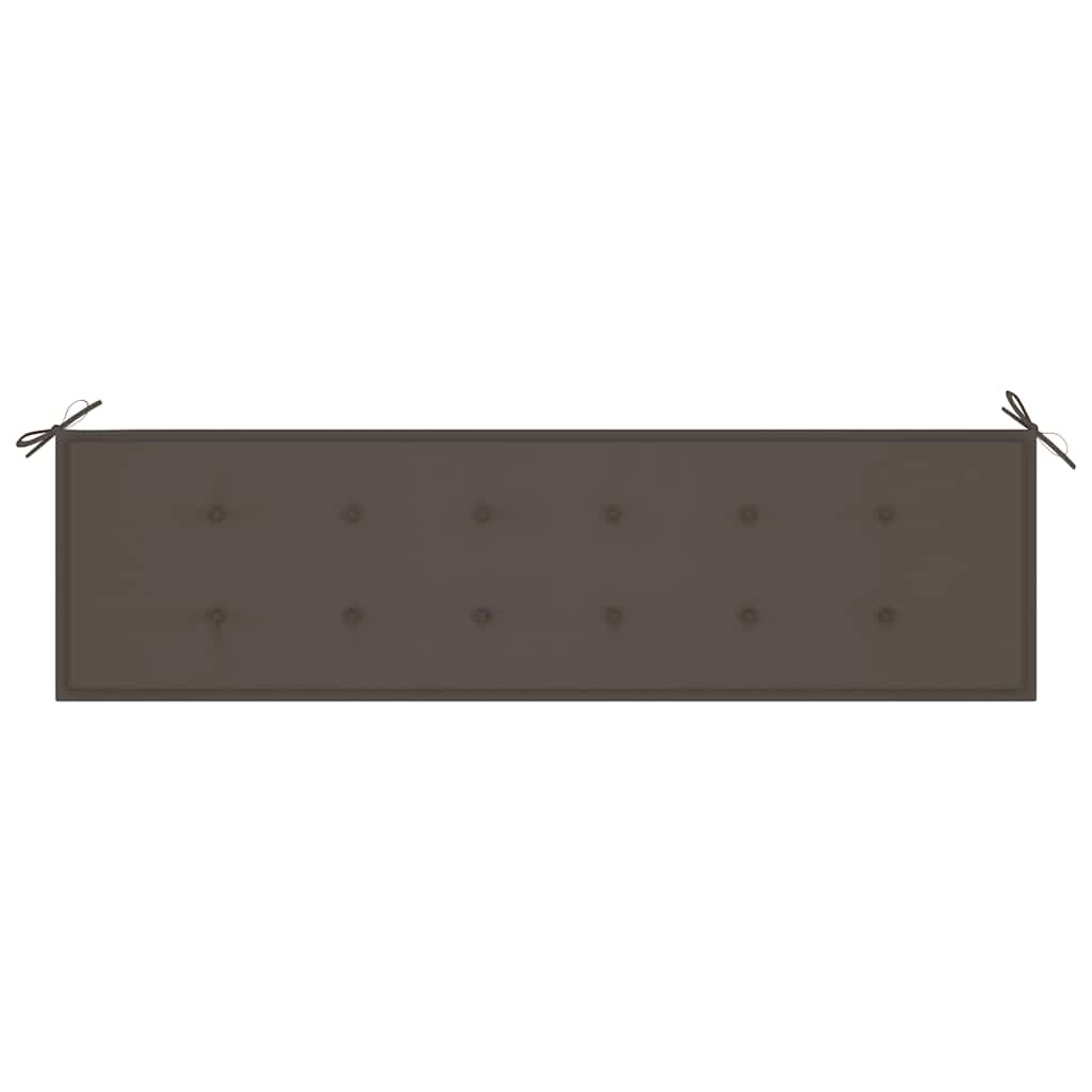 havebænk med gråbrun hynde 175 cm massivt teaktræ