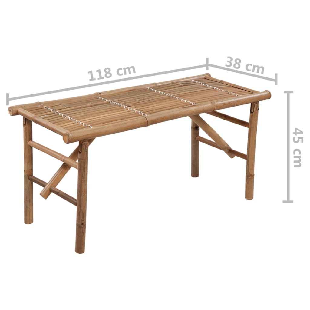 foldbar havebænk med hynde 118 cm bambus