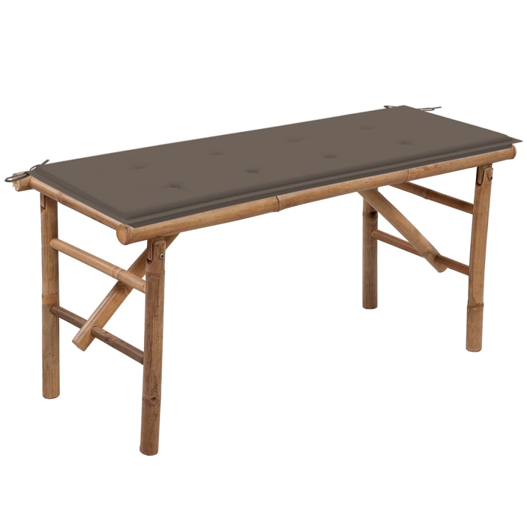 foldbar havebænk med hynde 118 cm bambus