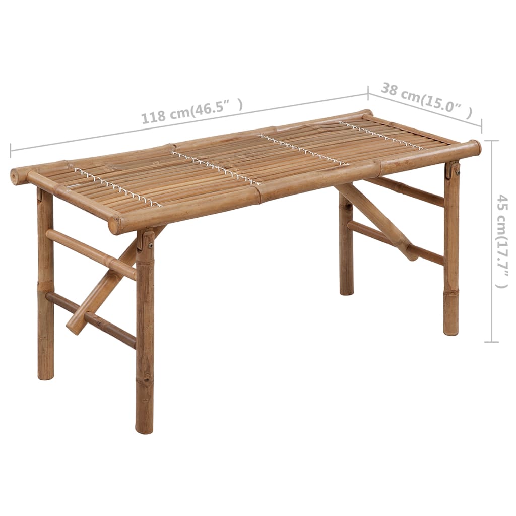 foldbar havebænk med hynde 118 cm bambus