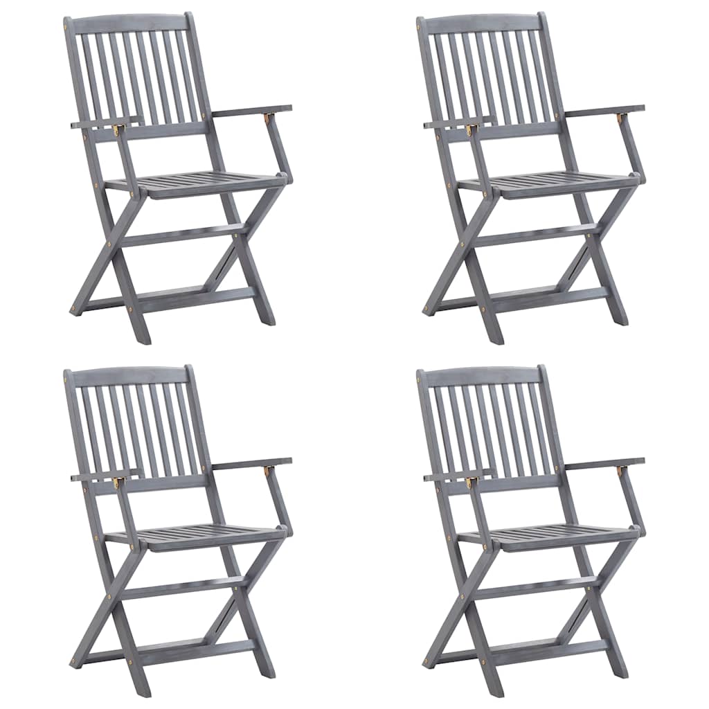 foldbare havestole 4 stk. med hynder massivt akacietræ