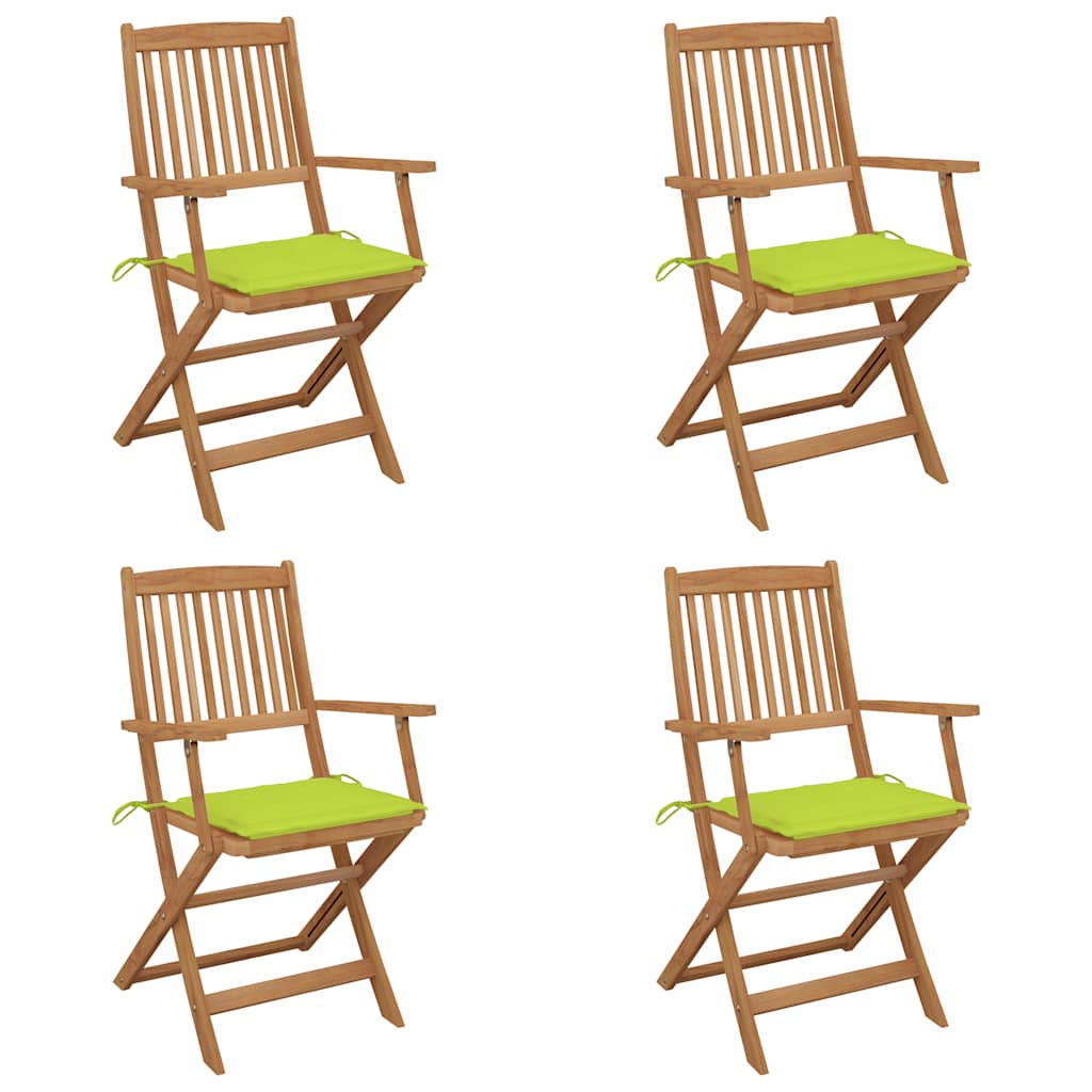 foldbare havestole 4 stk. med hynder massivt akacietræ