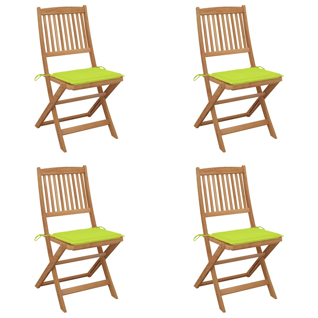 foldbare havestole 4 stk. med hynder massivt akacietræ