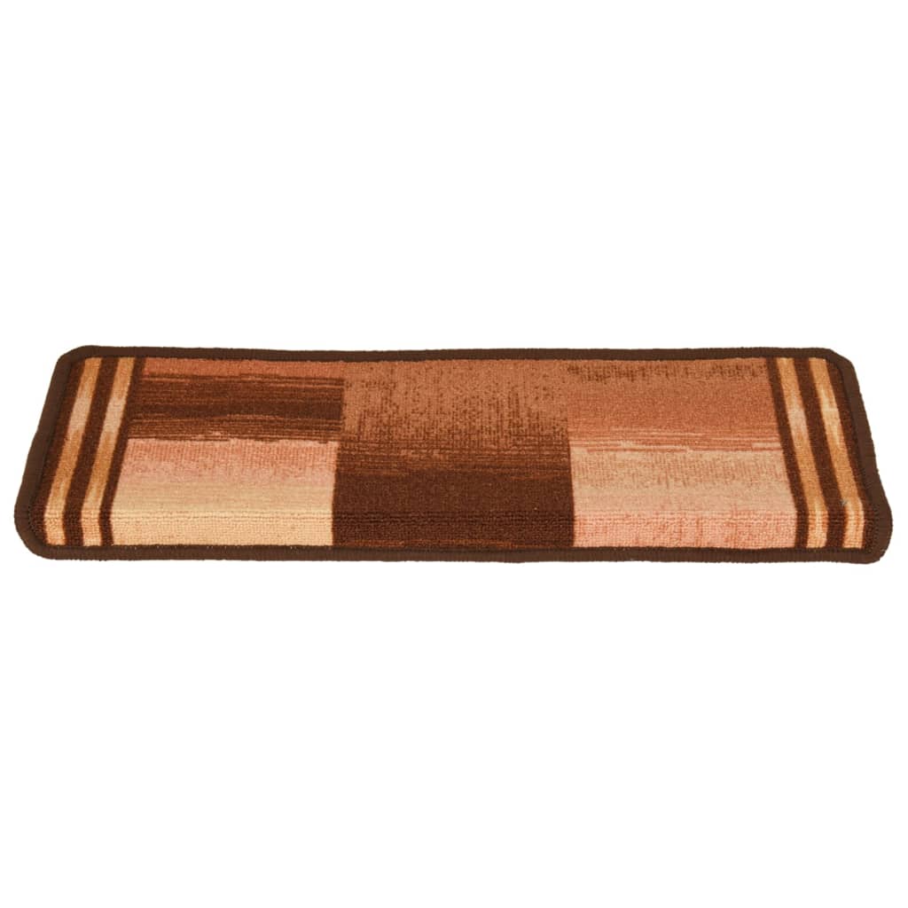 15 stk. trappemåtter 65x21x4 cm selvklæbende brun