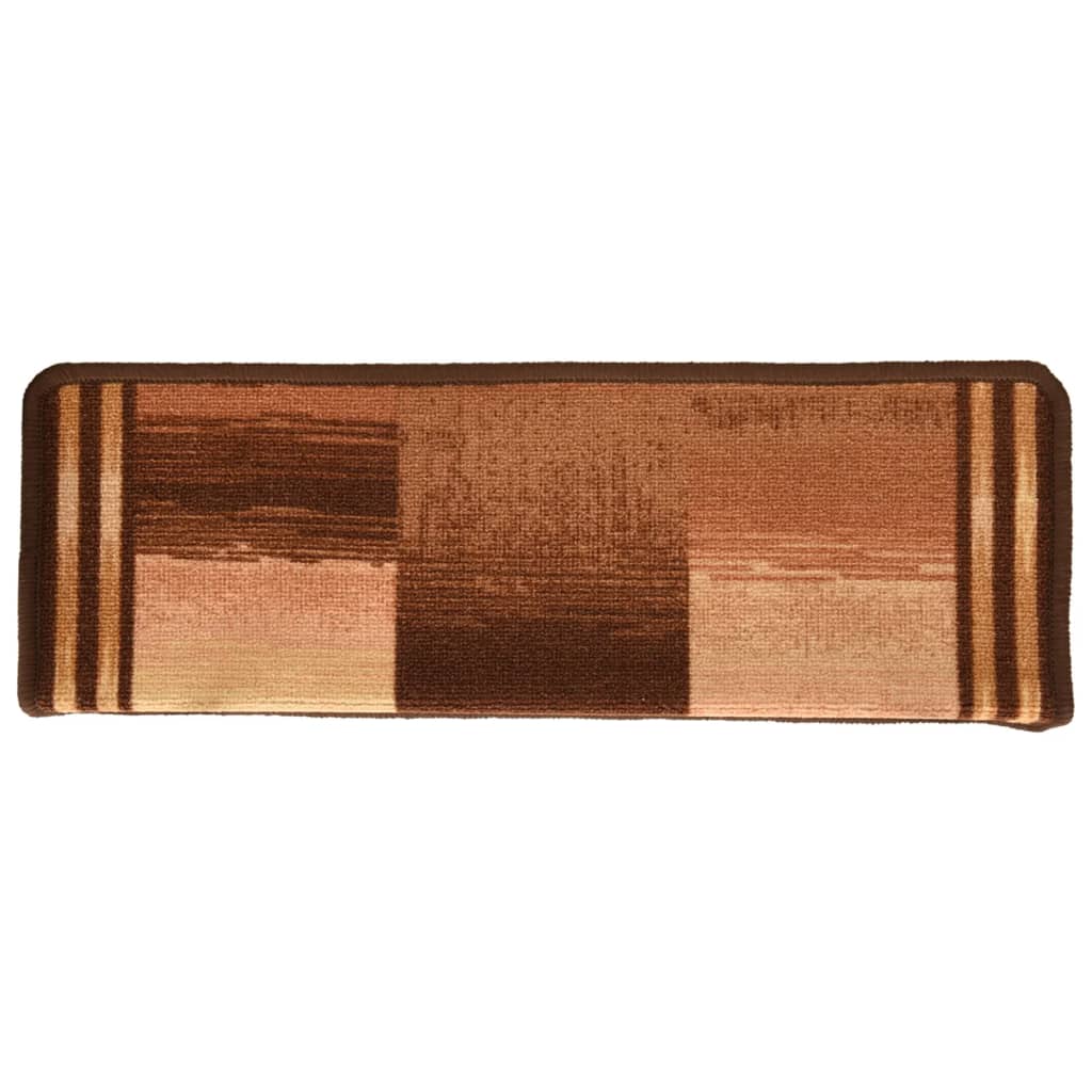 15 stk. trappemåtter 65x21x4 cm selvklæbende brun