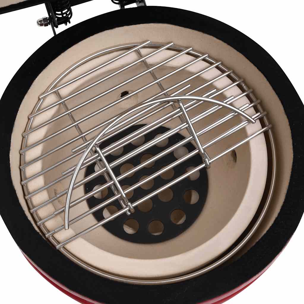 2-i-1 Kamado-røgegrill 56 cm keramisk rød
