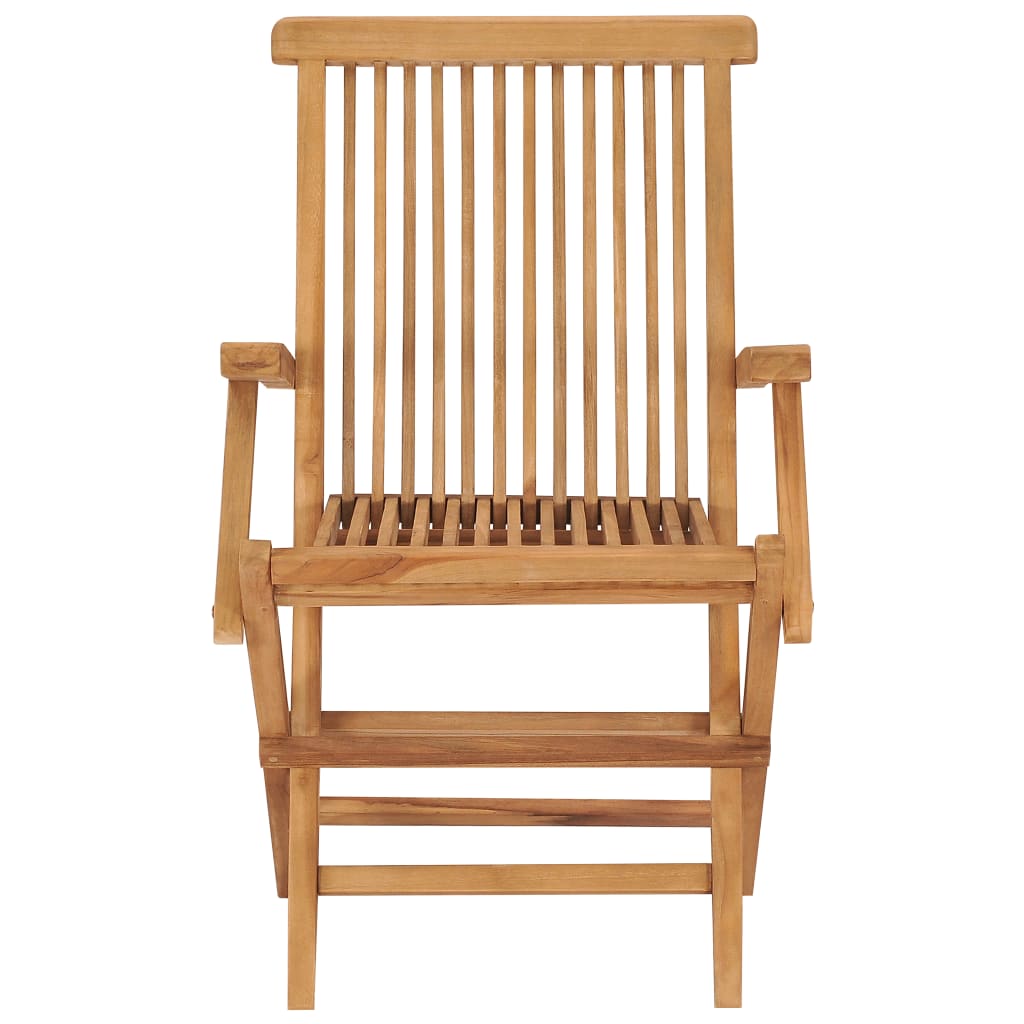 havestole med grønne hynder 4 stk. massivt teaktræ