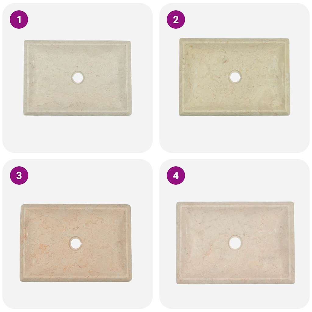 håndvask 50x35x10 cm marmor cremefarvet