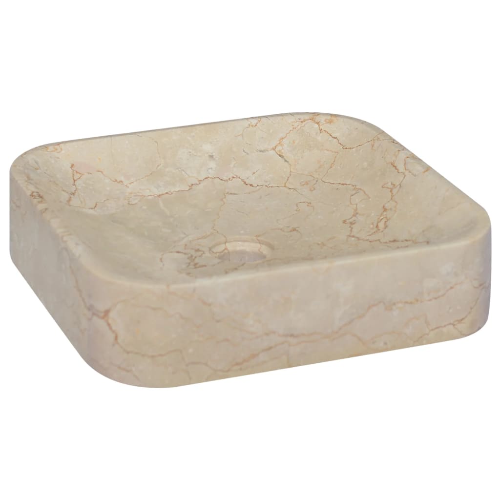 håndvask 40x40x10 cm marmor cremefarvet