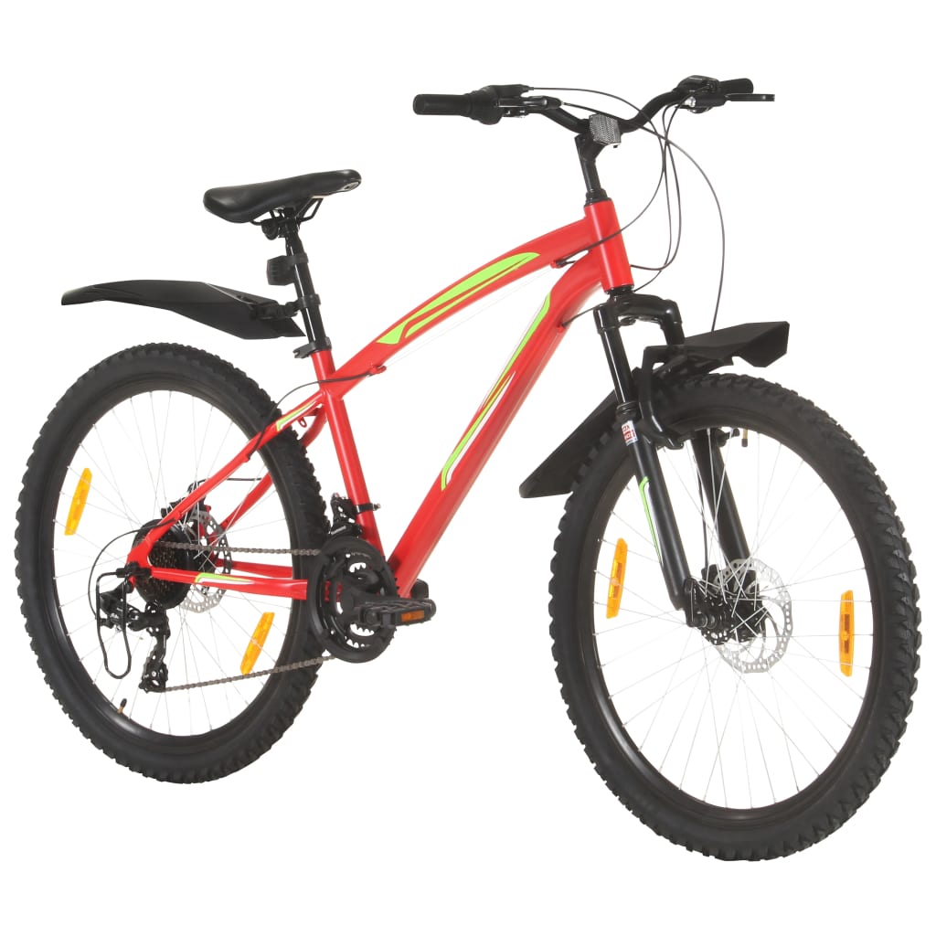 mountainbike 21 gear 26 tommer hjul 36 cm rød