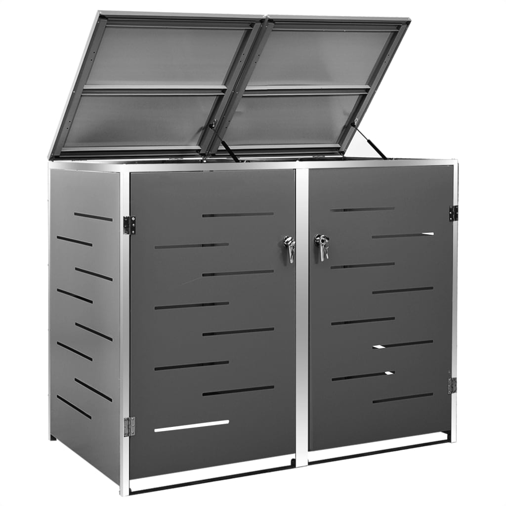 dobbelt skraldespandsskjuler 138x77,5x112,5 cm rustfrit stål