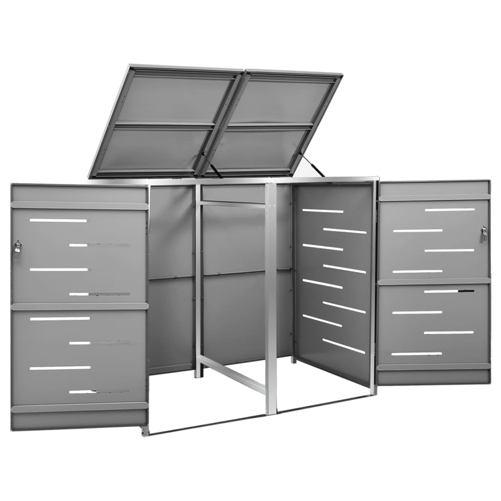 dobbelt skraldespandsskjuler 138x77,5x112,5 cm rustfrit stål