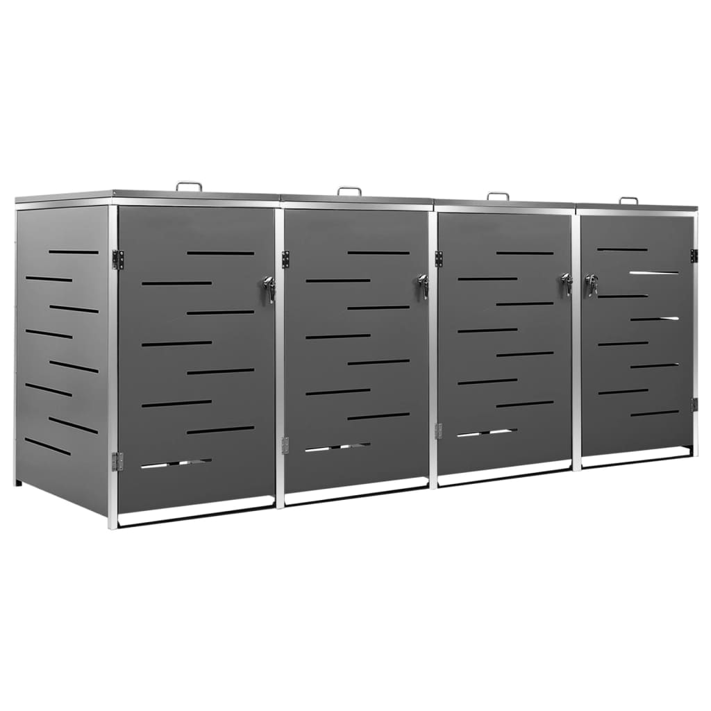 firedobbelt skraldespandsskjuler 276,5x77,5x112,5 rustfrit stål