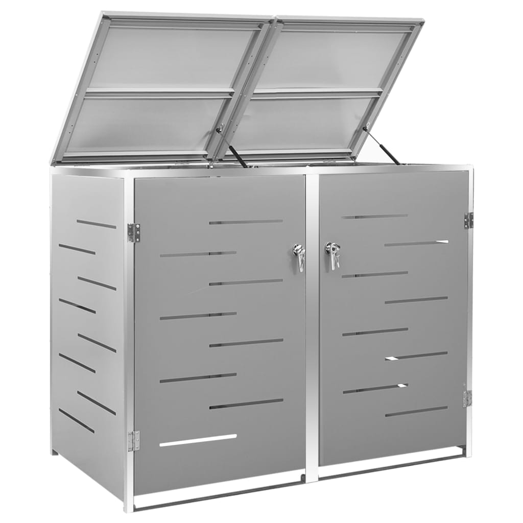 dobbelt skraldespandsskjuler 138x77,5x112,5 cm rustfrit stål