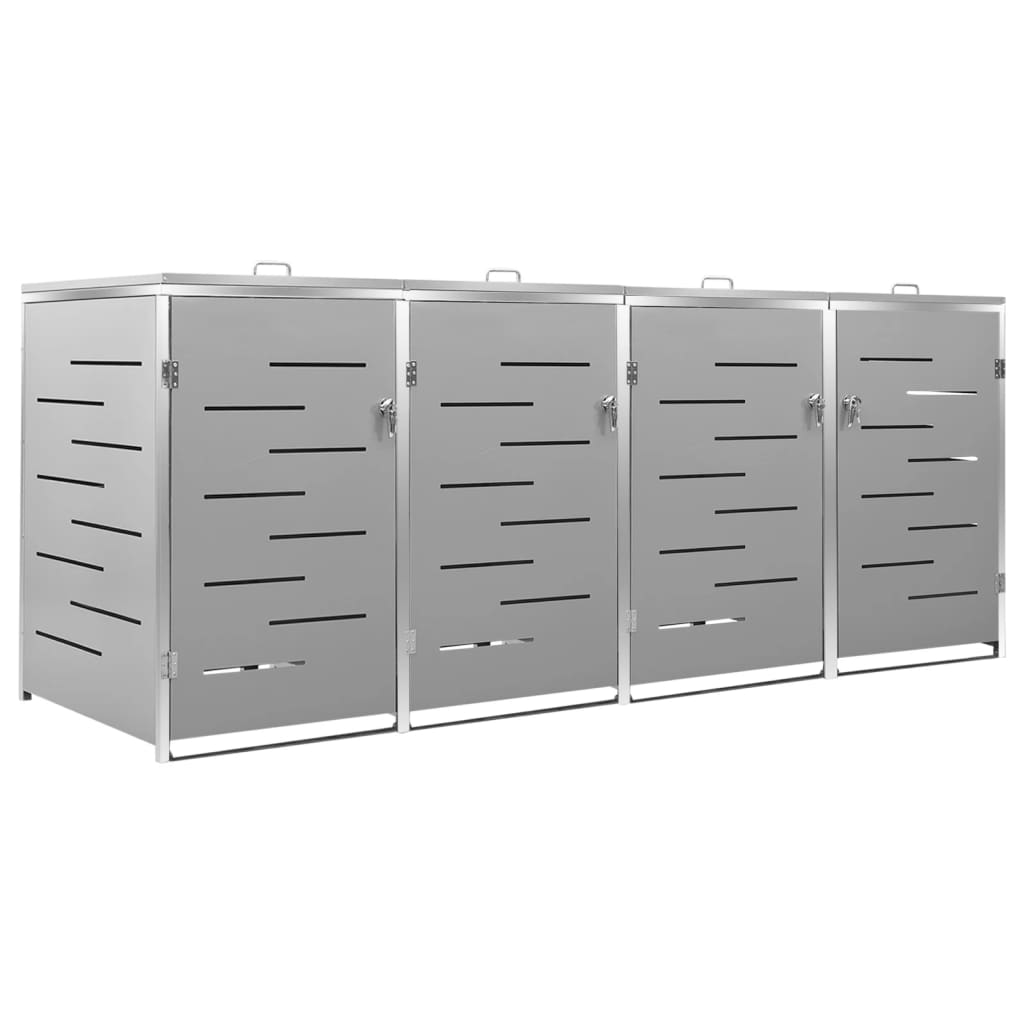 firedobbelt skraldespandsskjuler 276,5x77,5x112,5 rustfrit stål