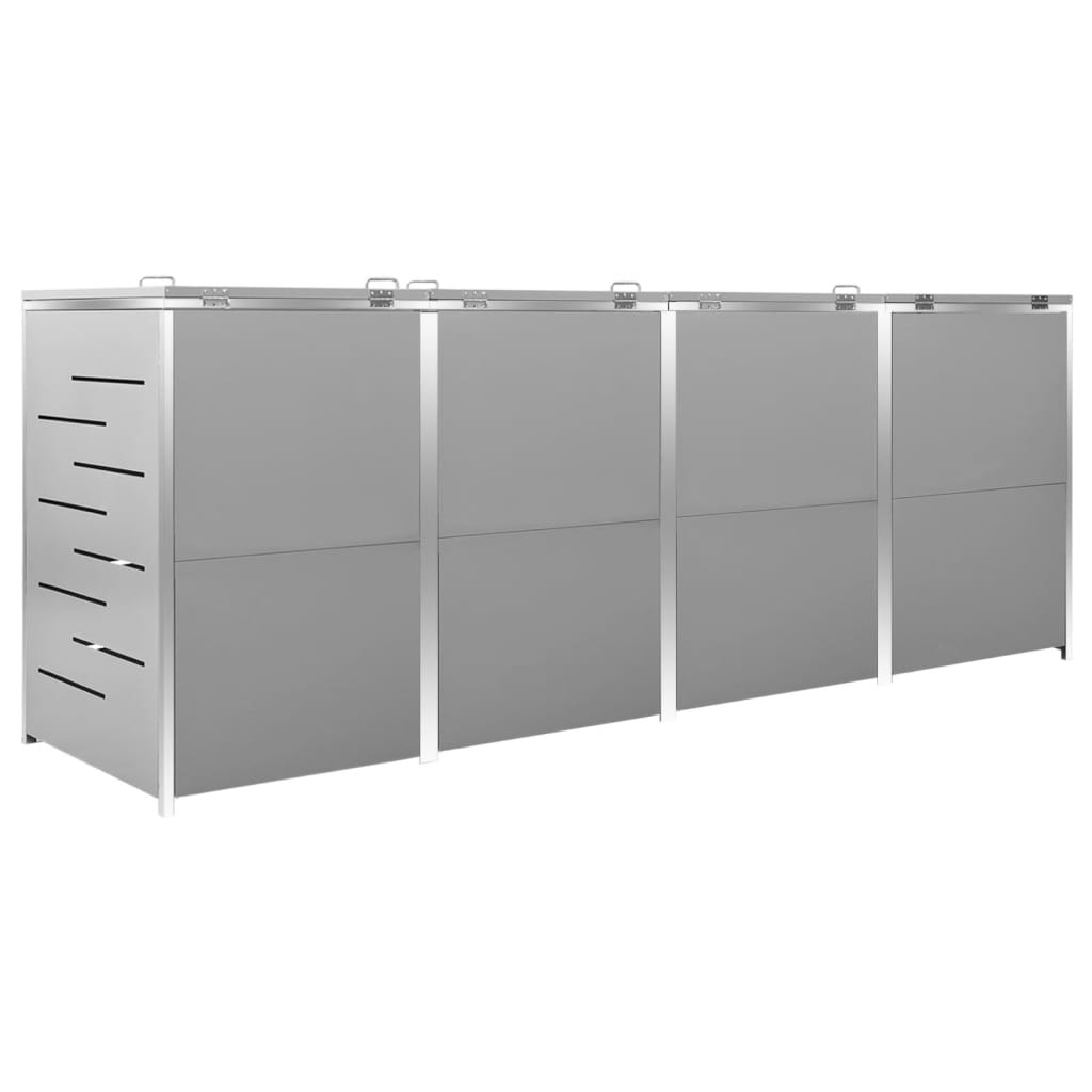 firedobbelt skraldespandsskjuler 276,5x77,5x112,5 rustfrit stål