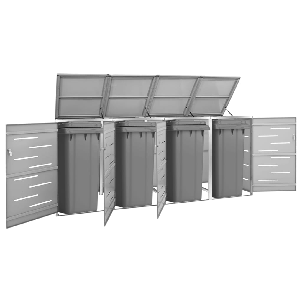 firedobbelt skraldespandsskjuler 276,5x77,5x112,5 rustfrit stål