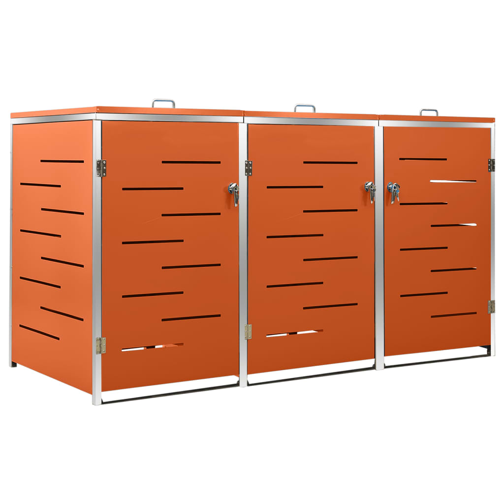 tredobbelt skraldespandsskjuler 207x77,5x112,5 cm rustfrit stål