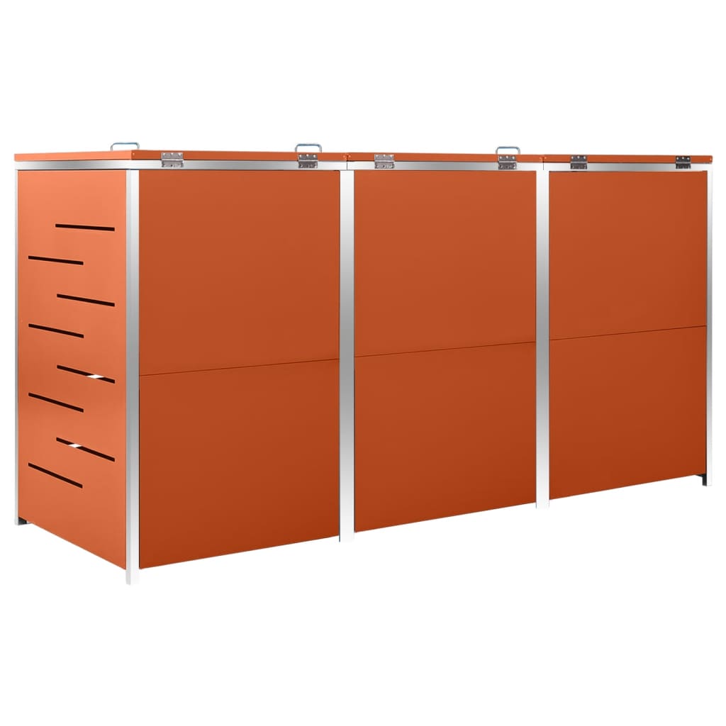 tredobbelt skraldespandsskjuler 207x77,5x112,5 cm rustfrit stål