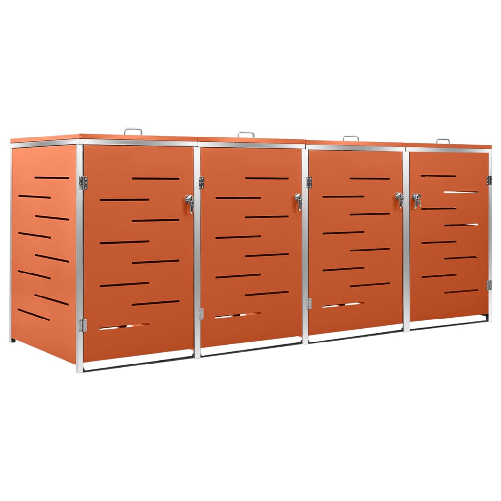 firedobbelt skraldespandsskjuler 276,5x77,5x112,5 rustfrit stål