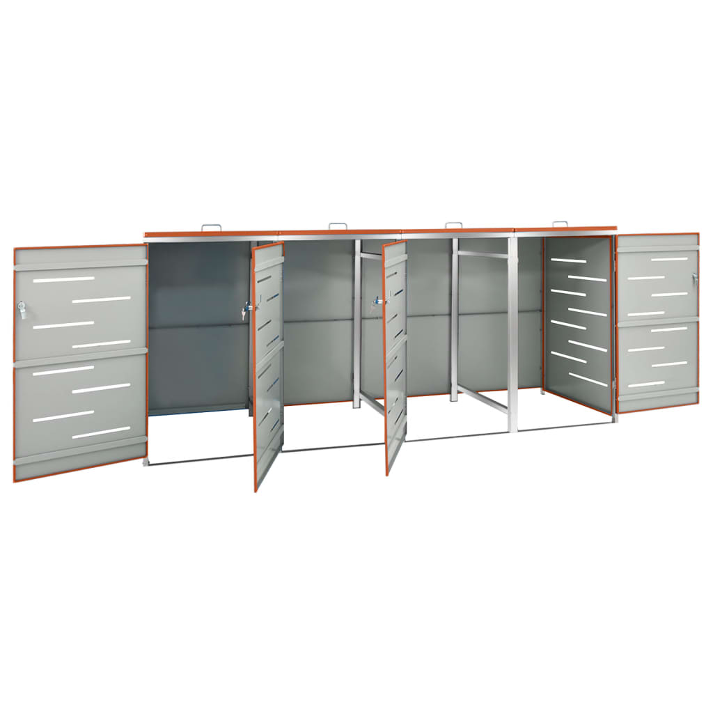 firedobbelt skraldespandsskjuler 276,5x77,5x112,5 rustfrit stål