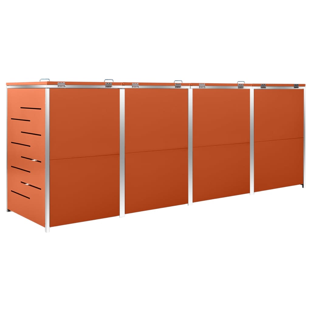 firedobbelt skraldespandsskjuler 276,5x77,5x112,5 rustfrit stål