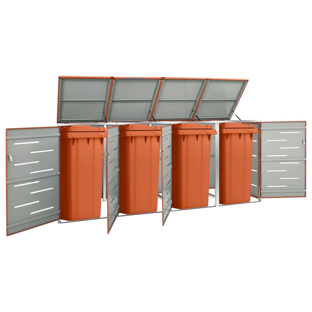 firedobbelt skraldespandsskjuler 276,5x77,5x112,5 rustfrit stål