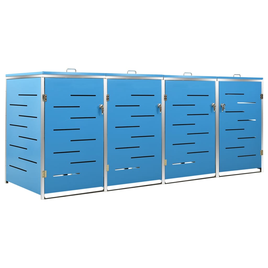 firedobbelt skraldespandsskjuler 276,5x77,5x112,5 rustfrit stål