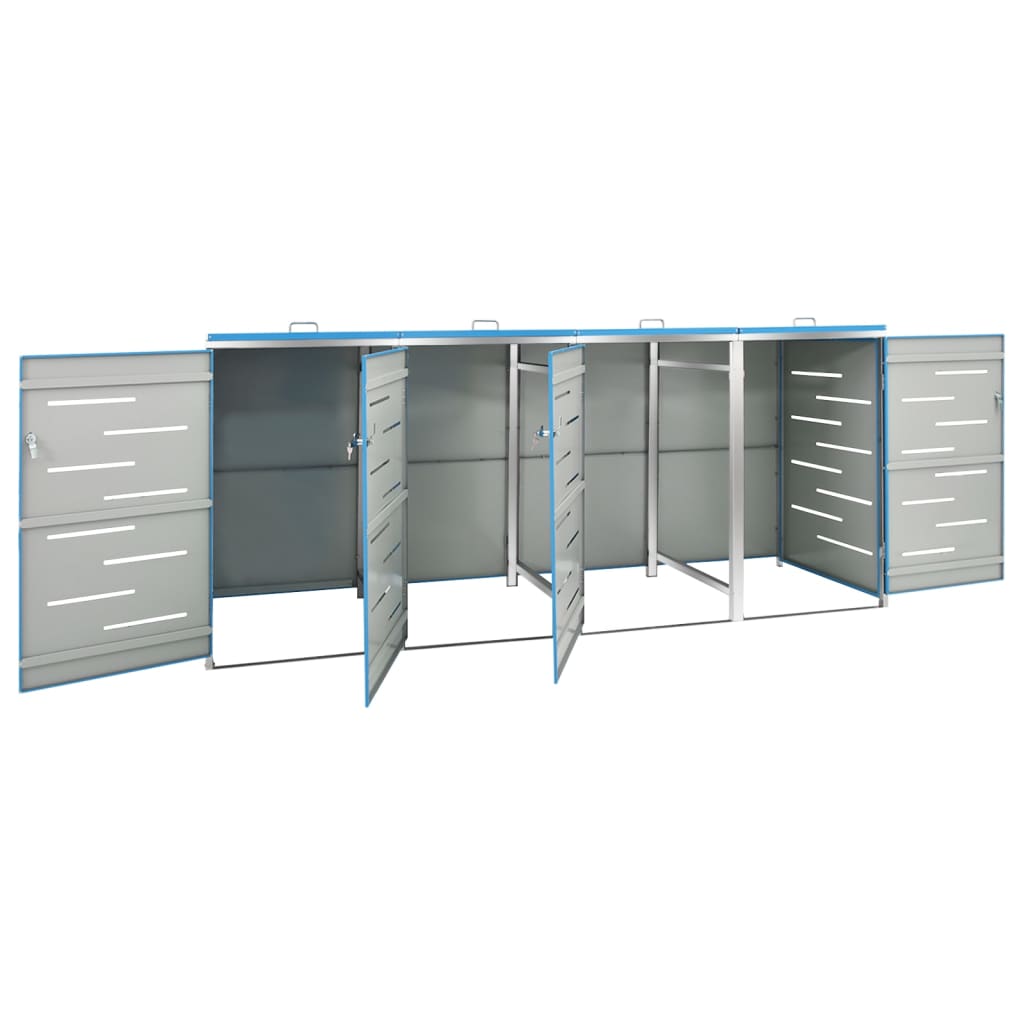 firedobbelt skraldespandsskjuler 276,5x77,5x112,5 rustfrit stål
