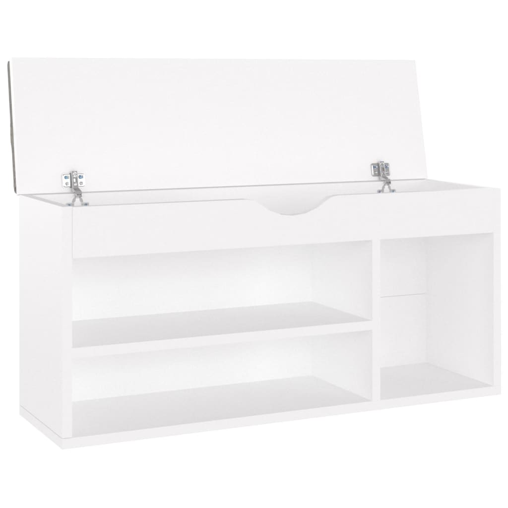 skobænk med hynde 104x30x49 cm konstrueret træ hvid