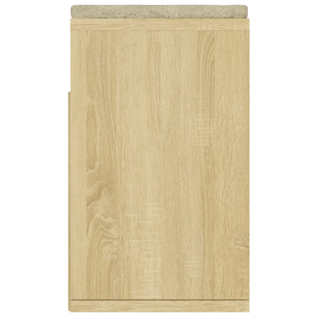 skobænk med hynde 104x30x49 cm konstrueret træ sonoma-eg