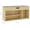 skobænk med hynde 104x30x49 cm konstrueret træ sonoma-eg