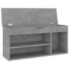 skobænk med hynde 104x30x49 cm konstrueret træ betongrå