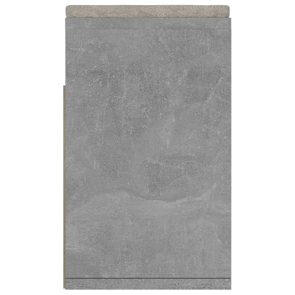 skobænk med hynde 104x30x49 cm konstrueret træ betongrå